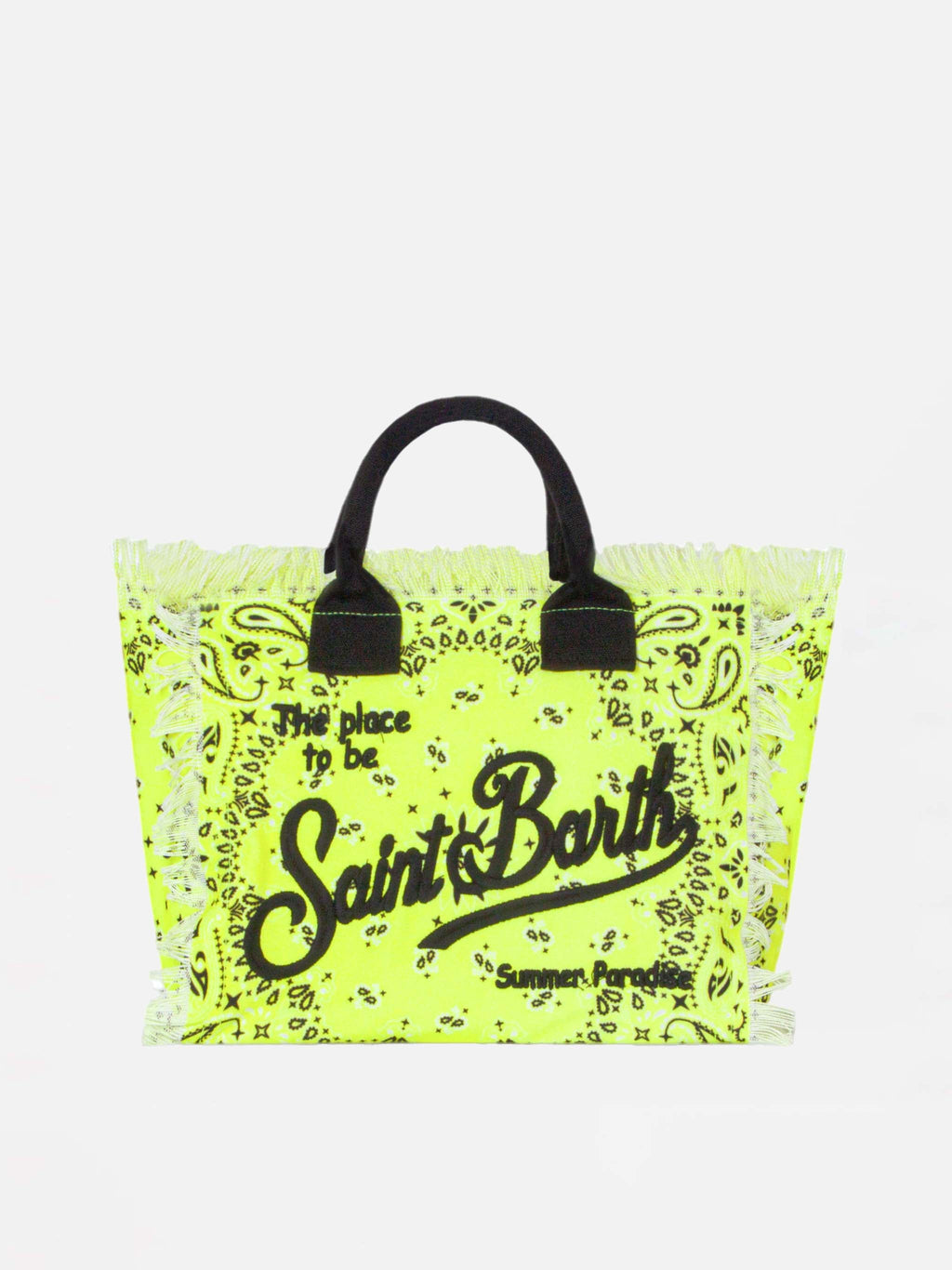 Bolso Colette de lona de algodón con estampado bandana amarillo fluorescente