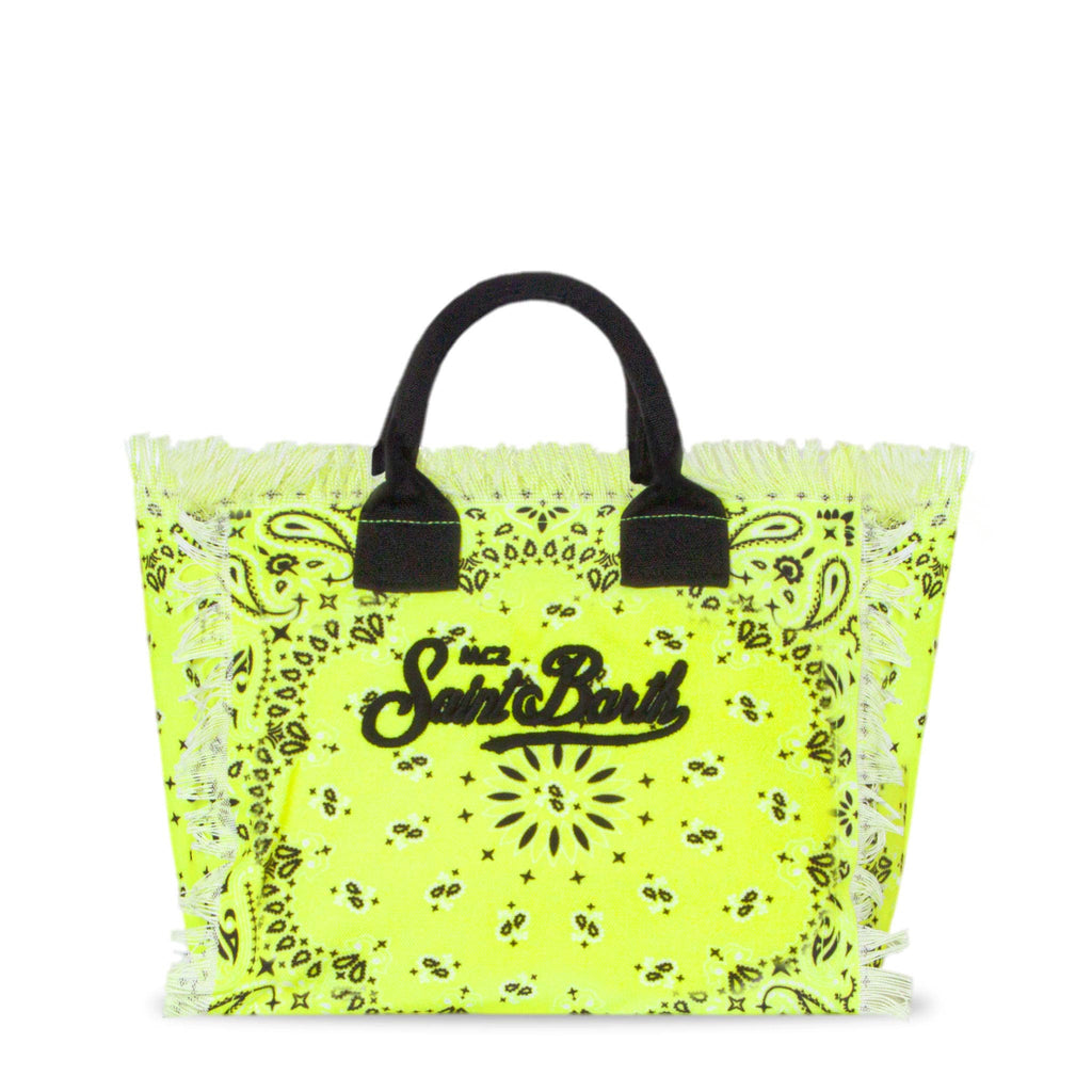 Bolso Colette de lona de algodón con estampado bandana amarillo fluorescente