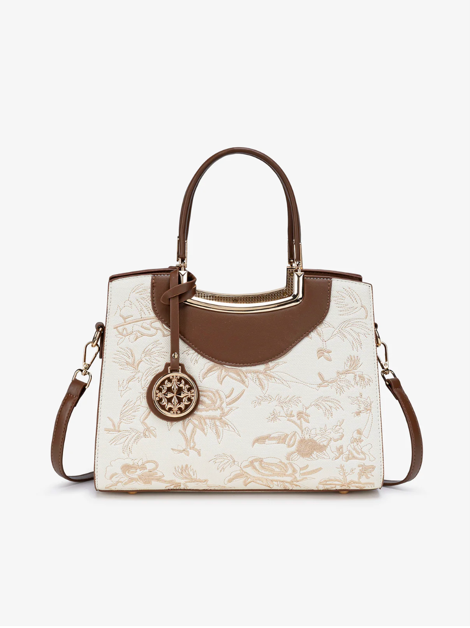 Bolso Floral Elegante de Cuero Vegano