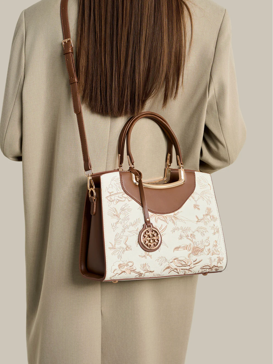 Bolso Floral Elegante de Cuero Vegano