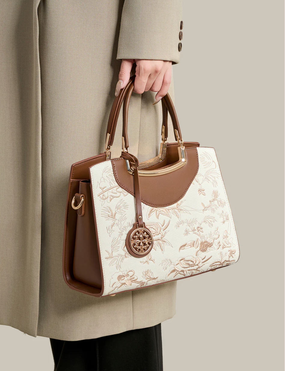 Bolso Floral Elegante de Cuero Vegano