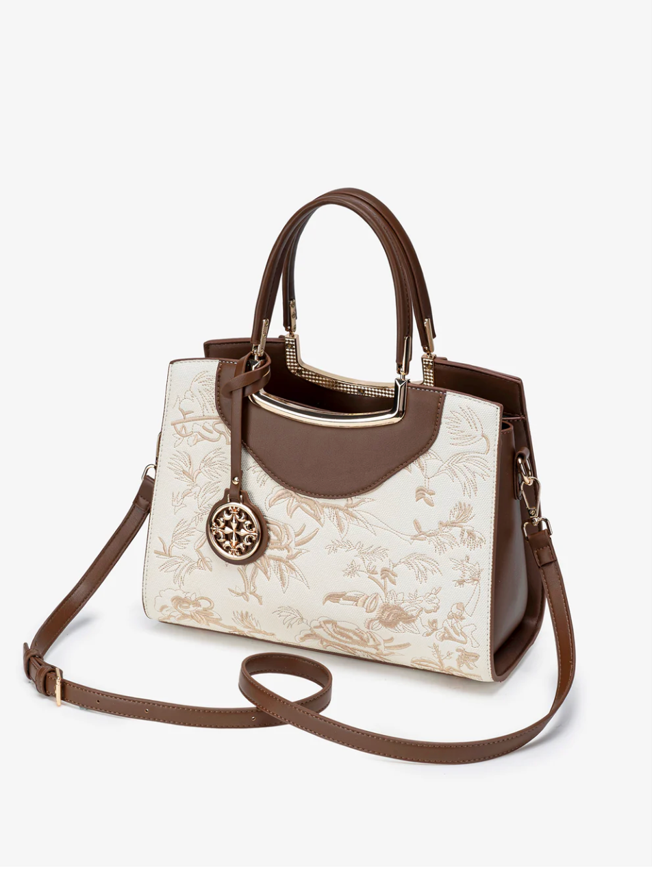 Bolso Floral Elegante de Cuero Vegano