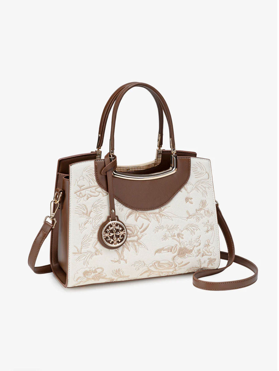 Bolso Floral Elegante de Cuero Vegano