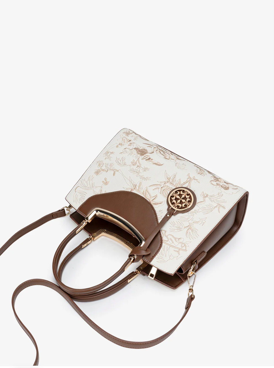 Bolso Floral Elegante de Cuero Vegano
