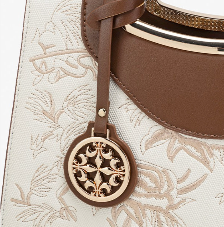 Bolso Floral Elegante de Cuero Vegano