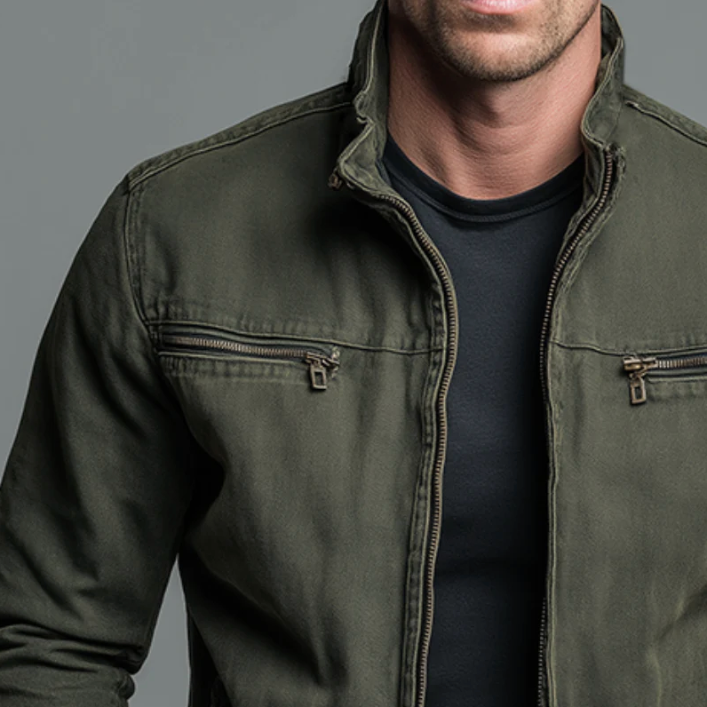 Chaqueta vintage de algodón con cierre de cremallera.