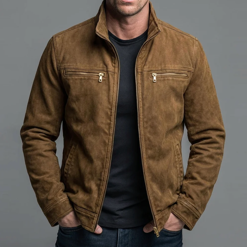 Chaqueta vintage de algodón con cierre de cremallera.