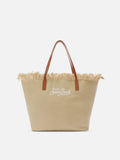 Bolso City regular en lona beige con flecos