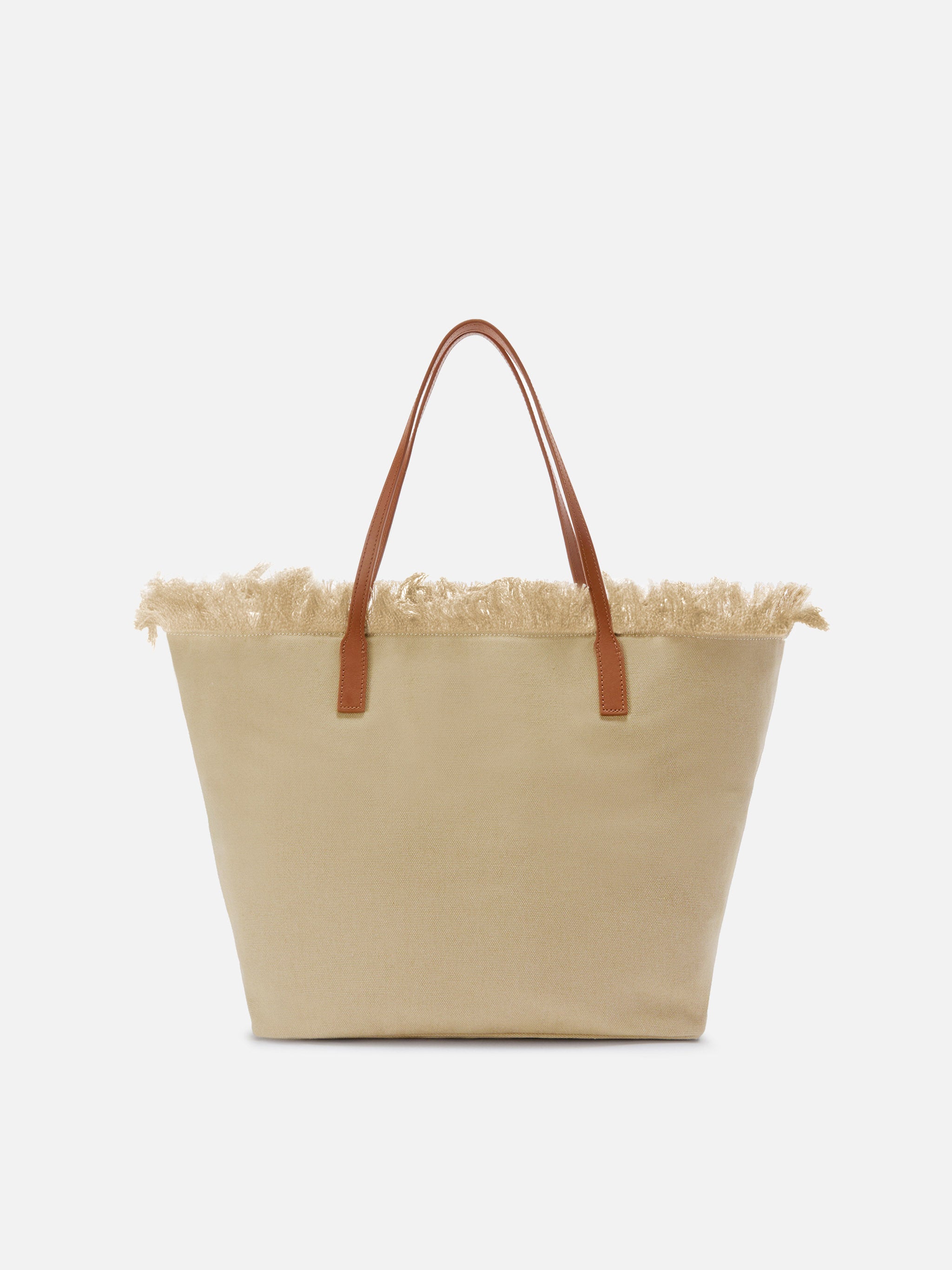 Bolso City regular en lona beige con flecos