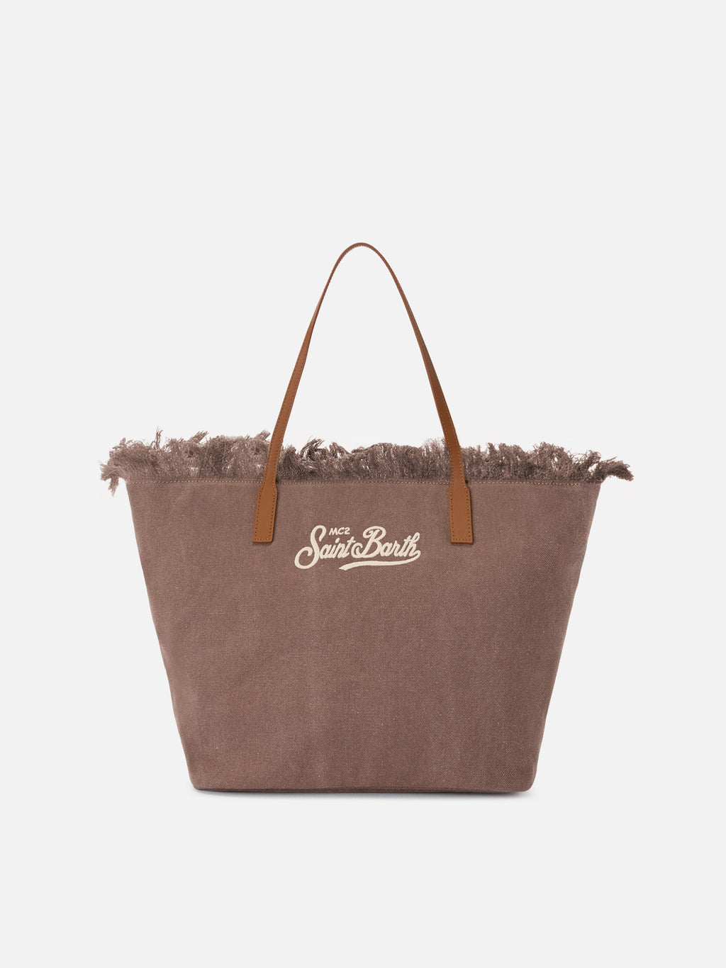 Bolso City regular en lona marrón con flecos