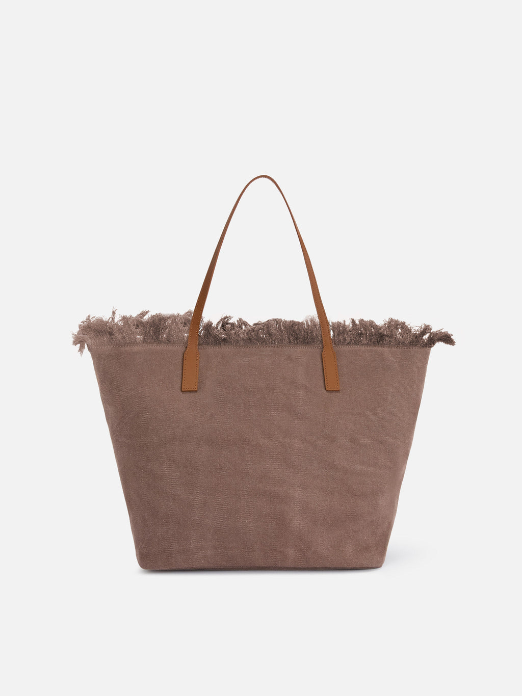 Bolso City regular en lona marrón con flecos