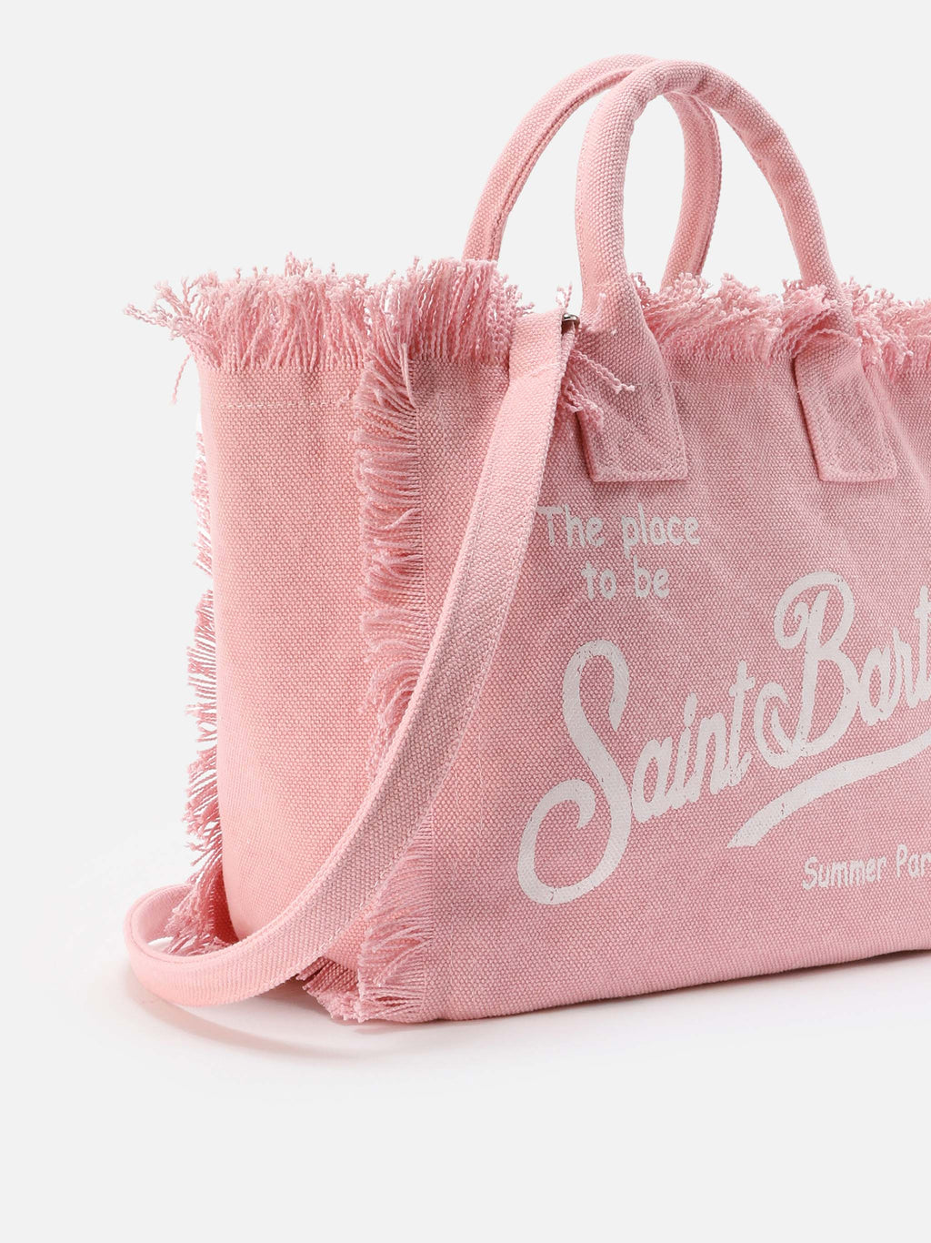 Bolso Colette rosa de lona con flecos