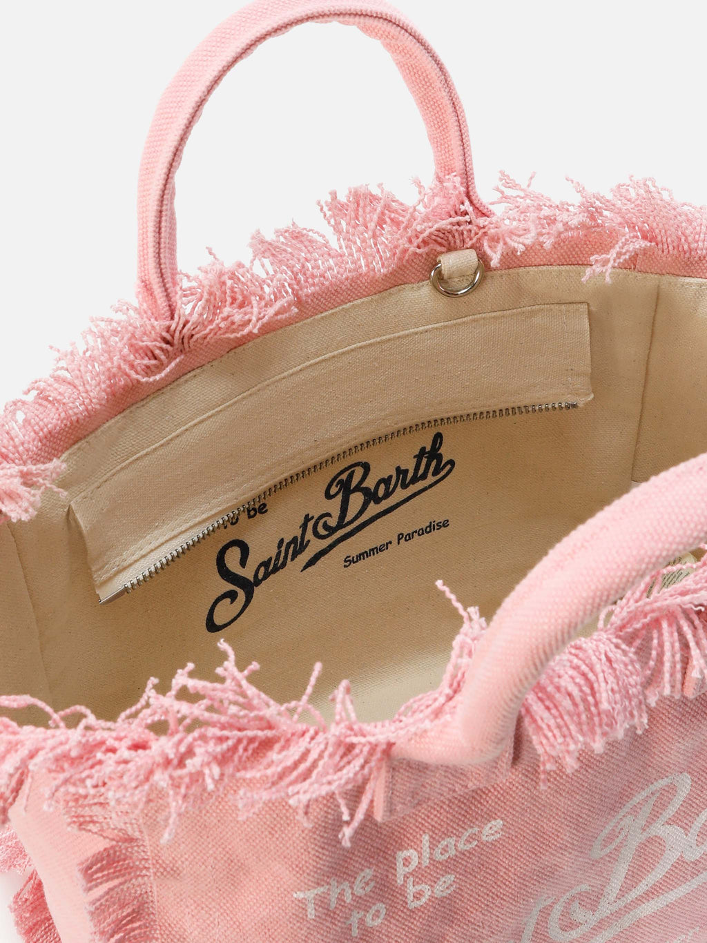 Bolso Colette rosa de lona con flecos