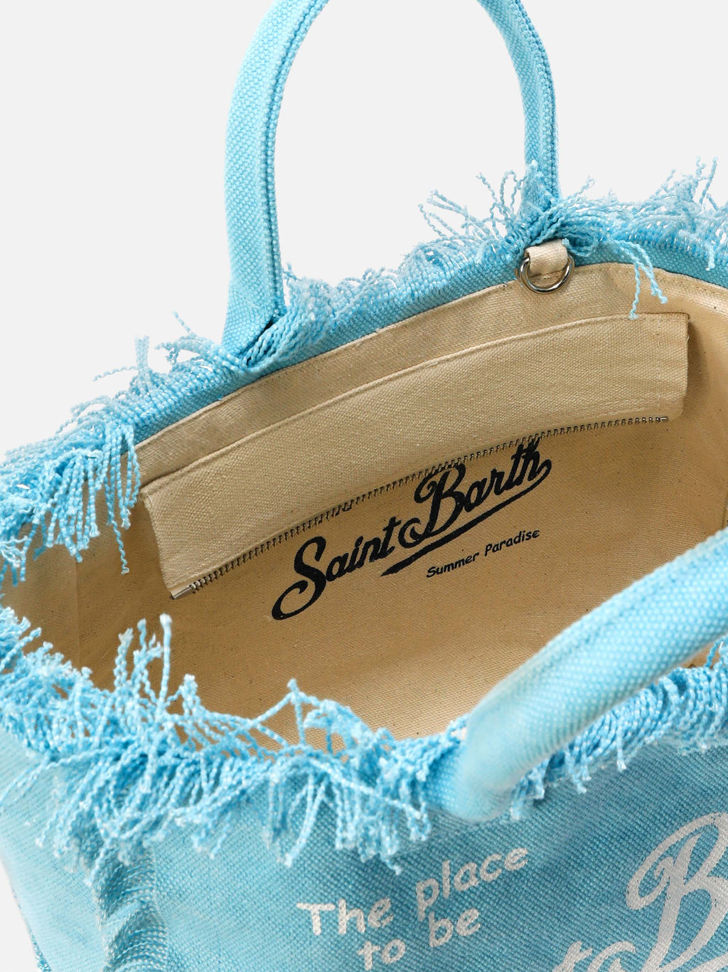 Bolso Colette azul claro de lona con flecos
