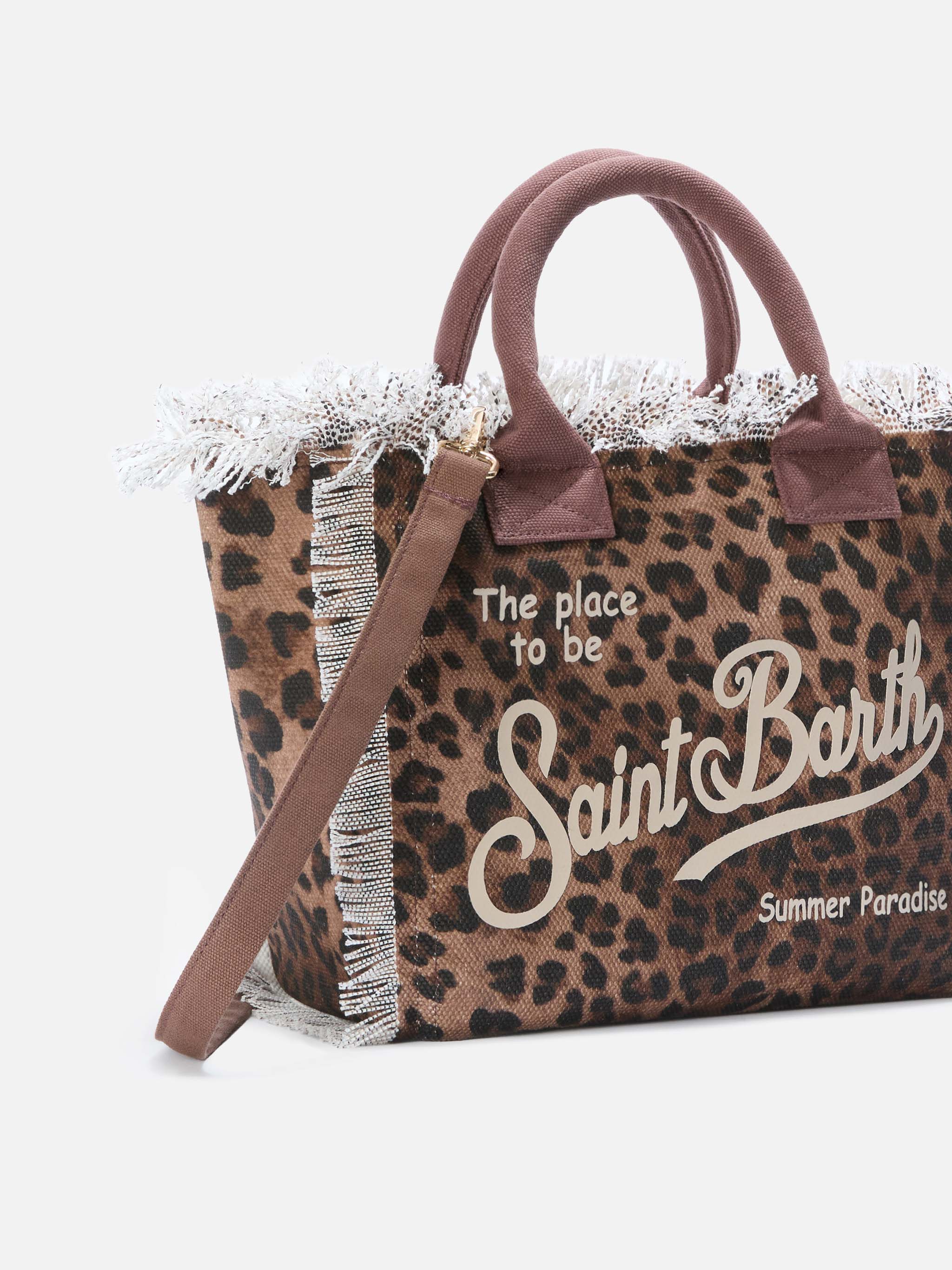 Bolso Colette de lona con estampado de leopardo