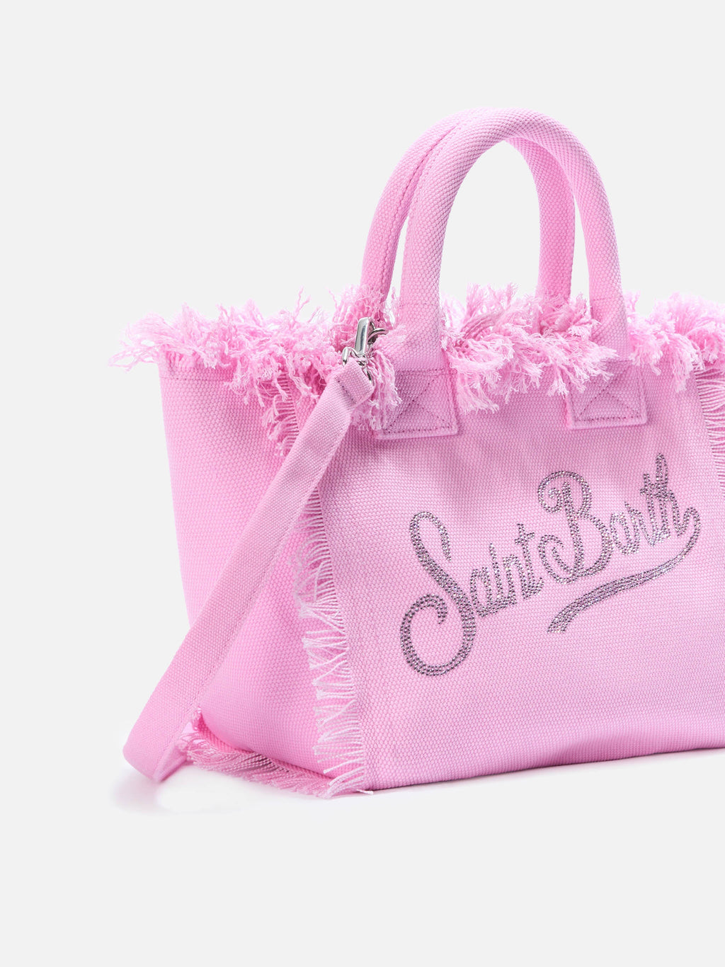 Bolso Colette en lona rosa con logotipo en strass