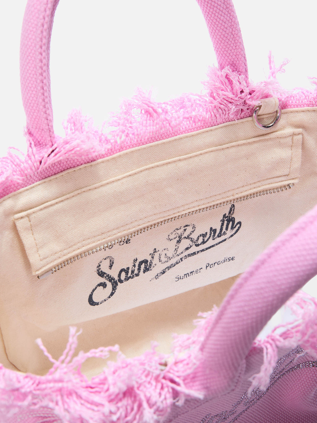 Bolso Colette en lona rosa con logotipo en strass