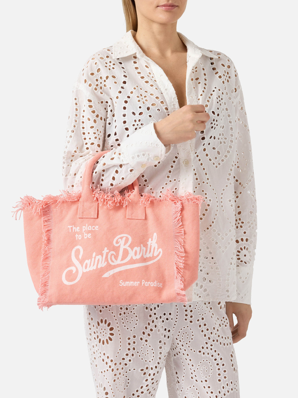 Bolso Colette naranja de lona con flecos