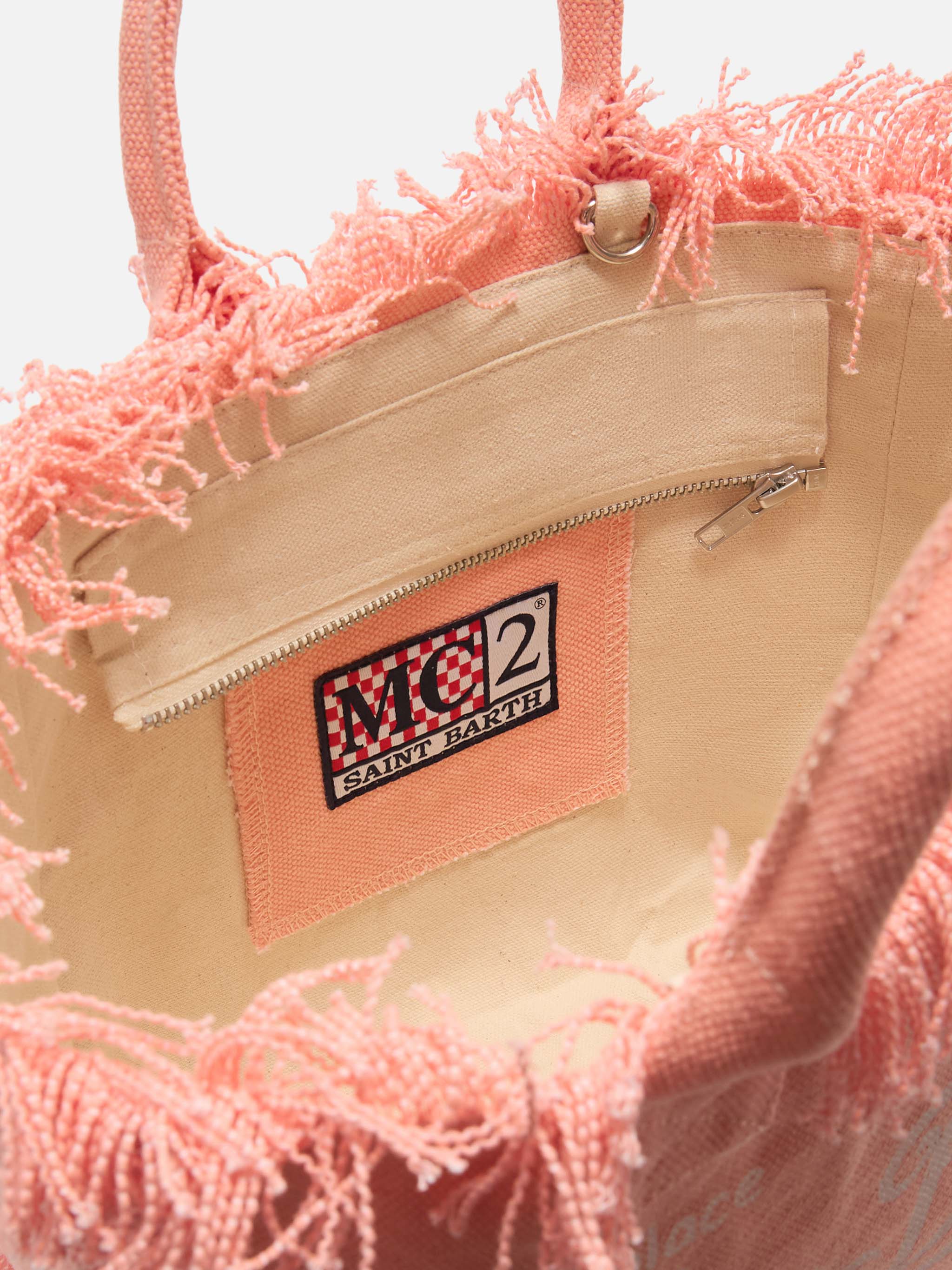 Bolso Colette naranja de lona con flecos
