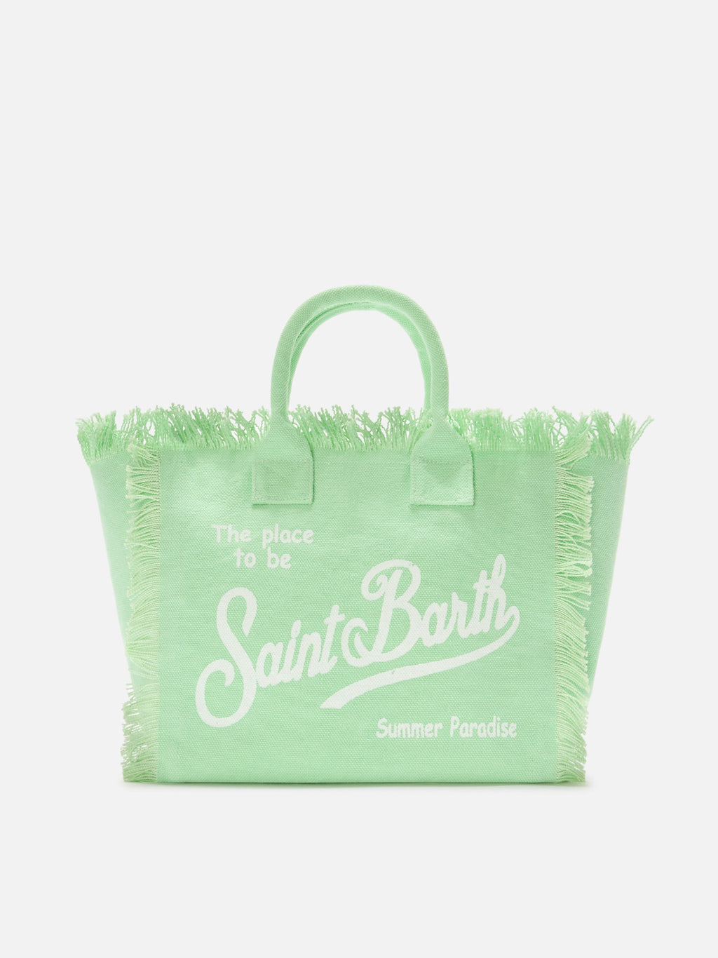 Bolso Colette verde menta de lona con flecos