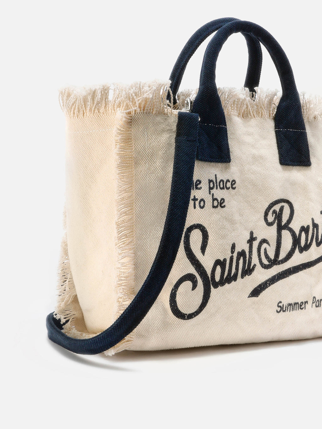Bolso Colette blanco de lona con flecos