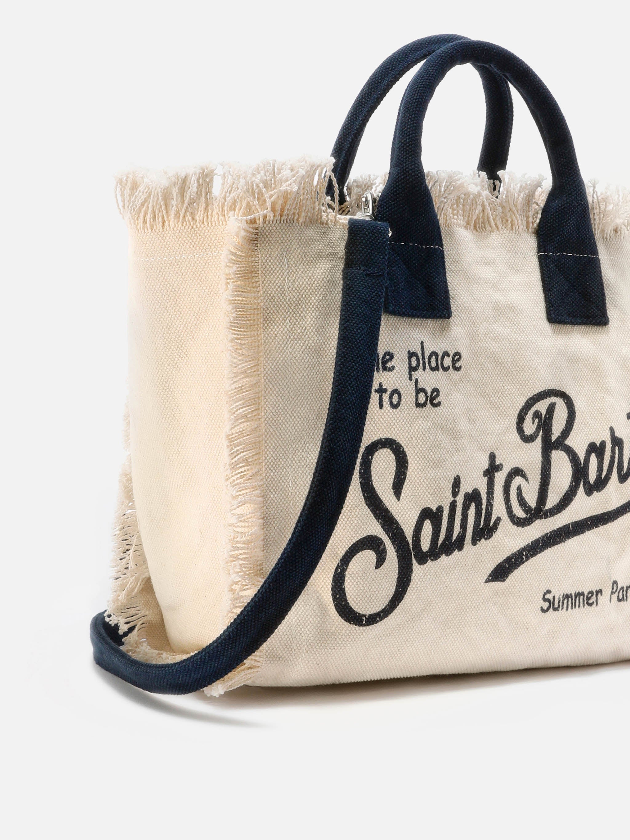 Bolso Colette blanco de lona con flecos
