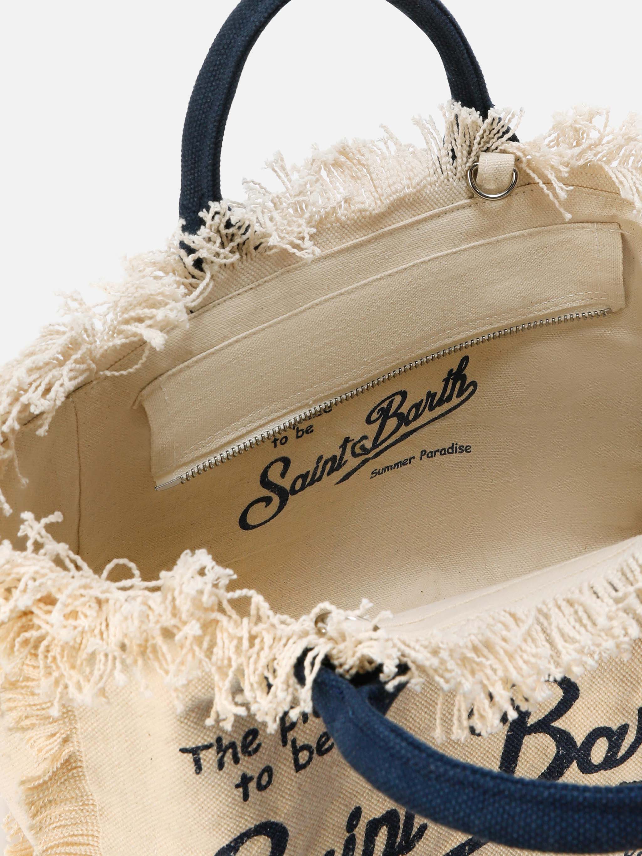 Bolso Colette blanco de lona con flecos