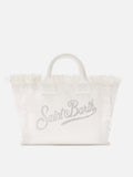 Bolso Colette de lona blanca con logotipo de strass