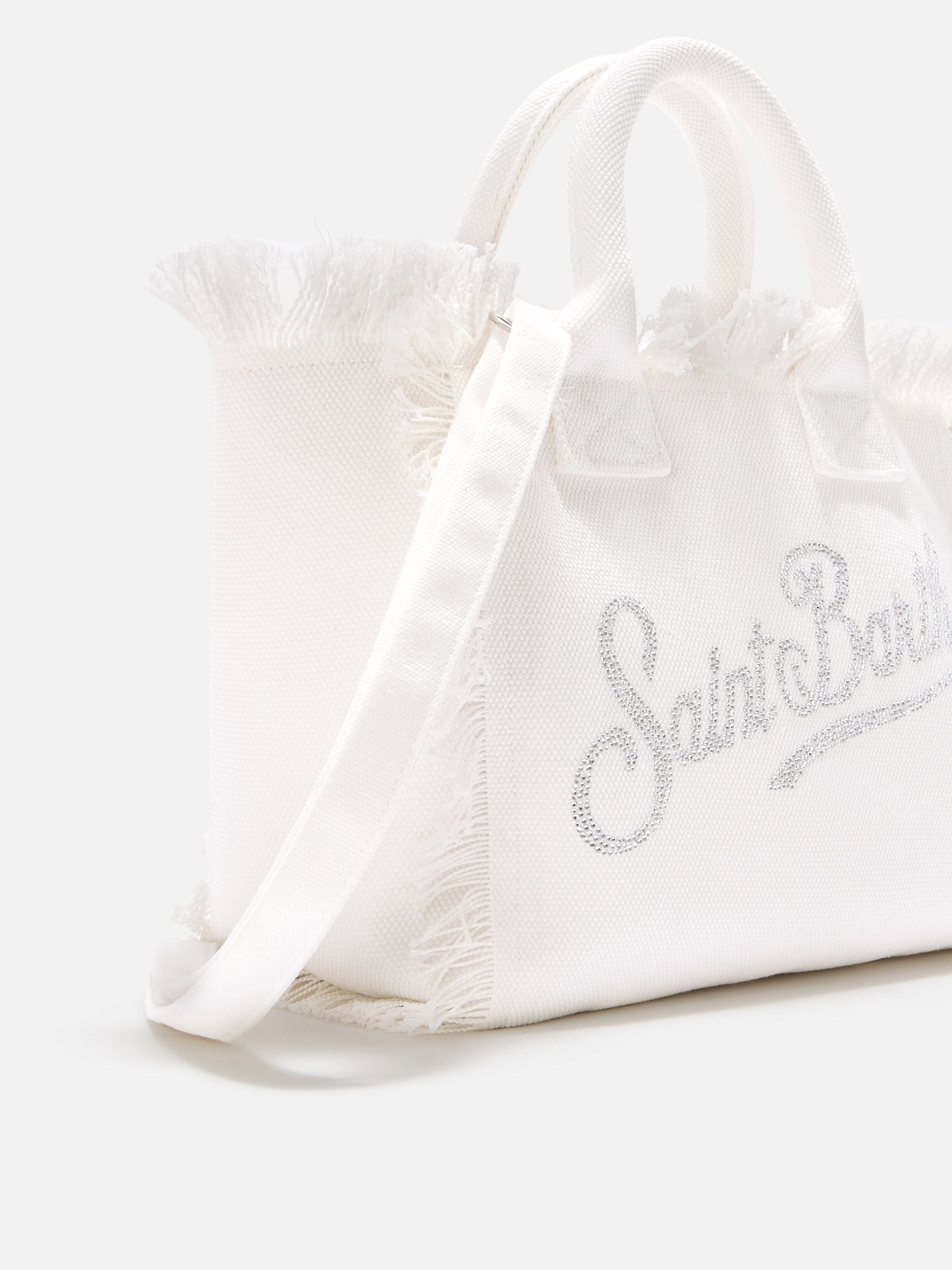 Bolso Colette de lona blanca con logotipo de strass