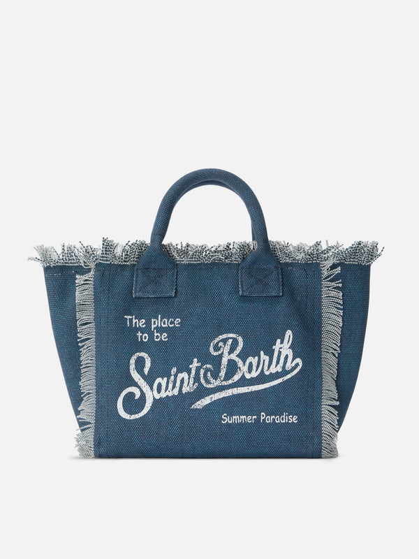 Bolso Colette azul índigo de lona con flecos