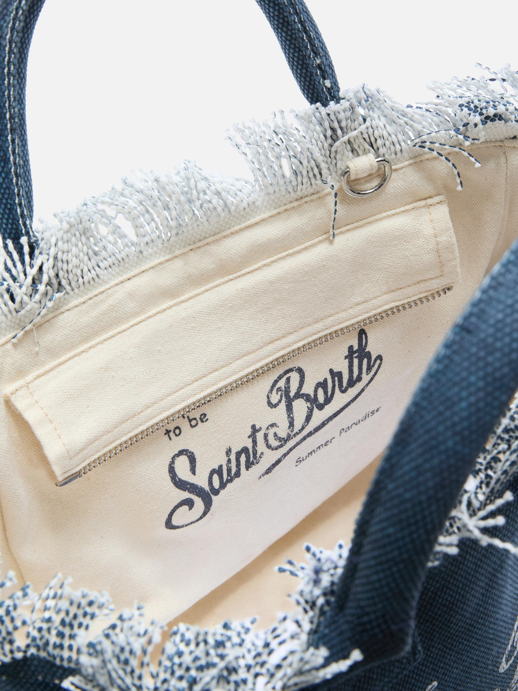 Bolso Colette azul índigo de lona con flecos