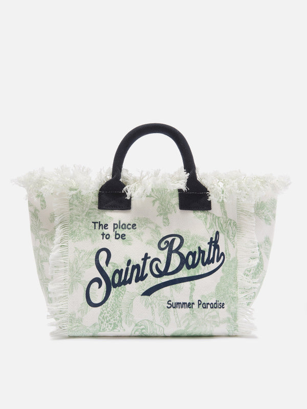 Bolso Colette de lona con estampado toile de Jouy verde