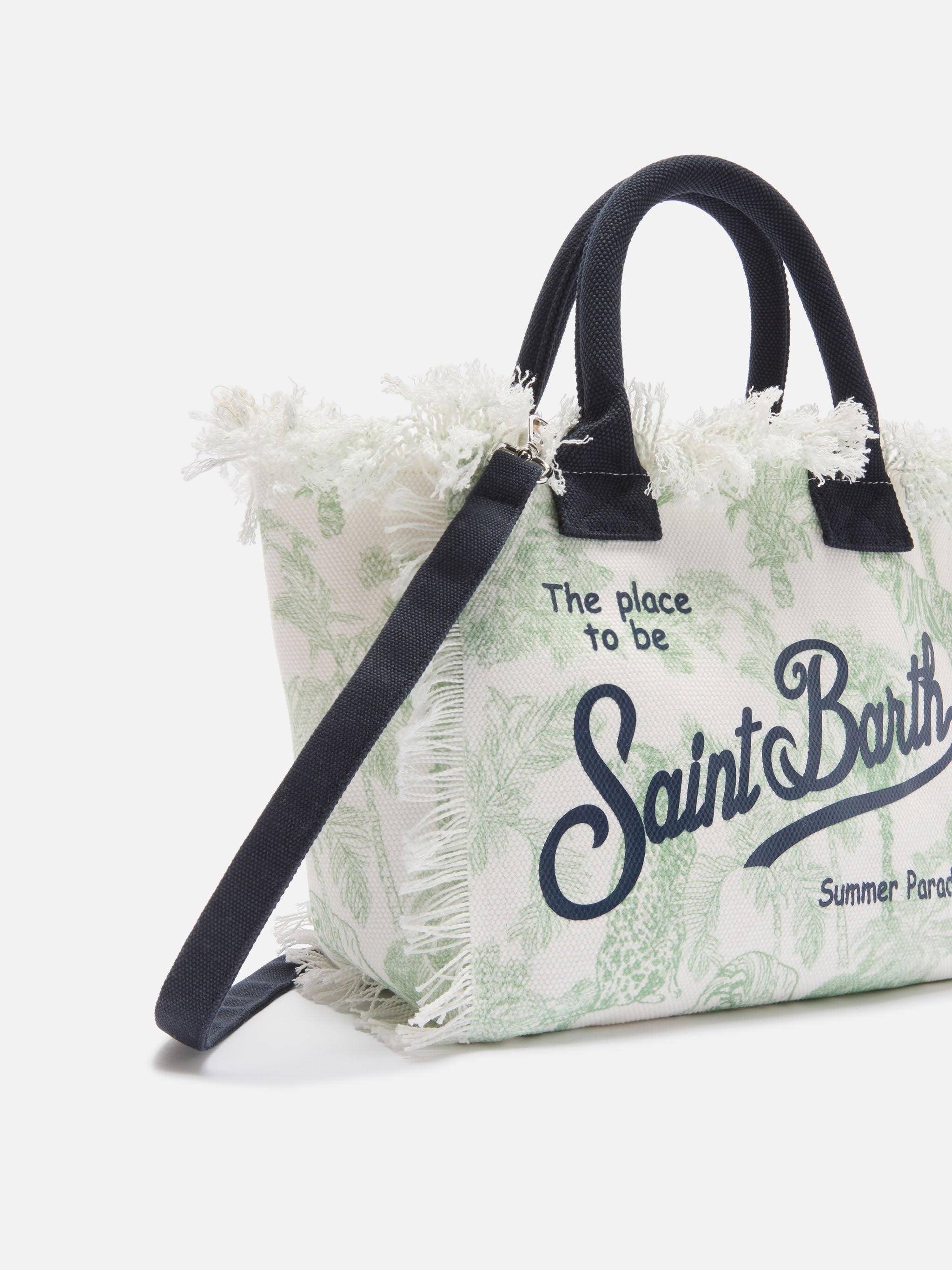 Bolso Colette de lona con estampado toile de Jouy verde