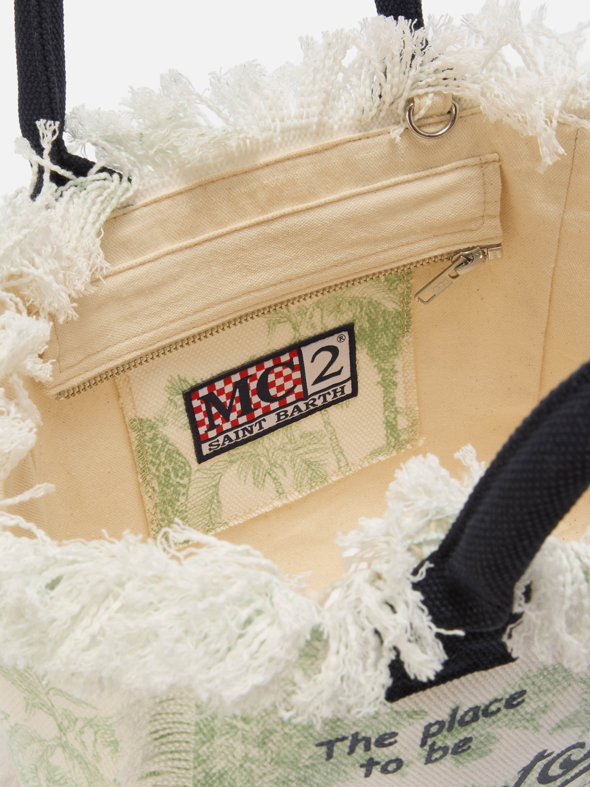 Bolso Colette de lona con estampado toile de Jouy verde