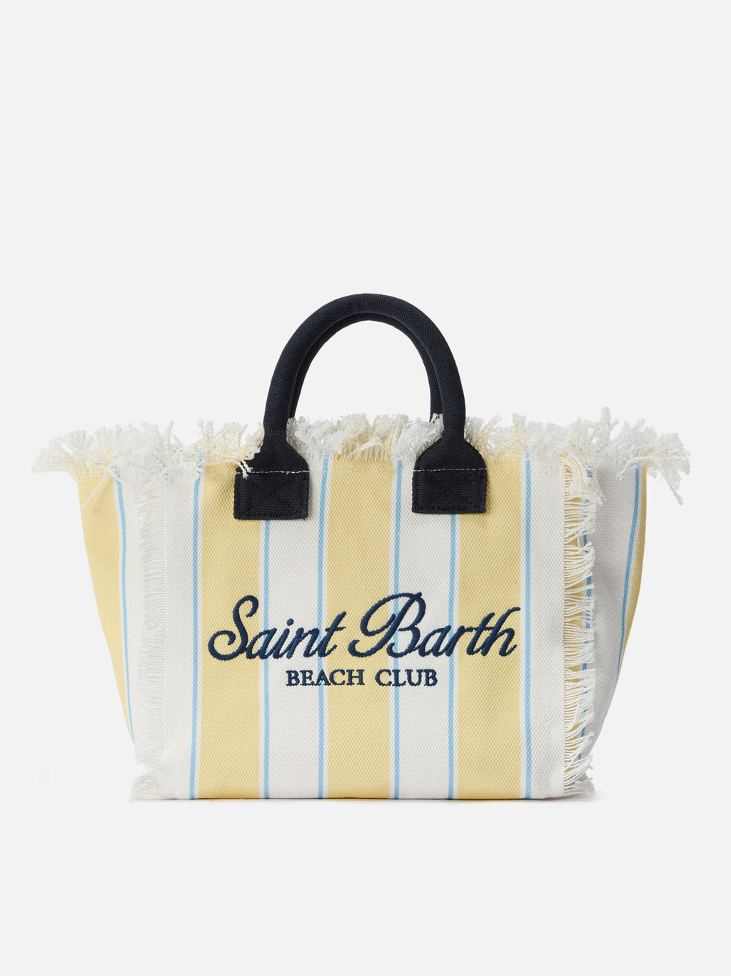 Bolso Colette de lona a rayas amarillas con logotipo bordado