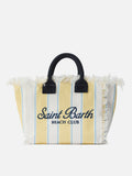 Bolso Colette de lona a rayas amarillas con logotipo bordado