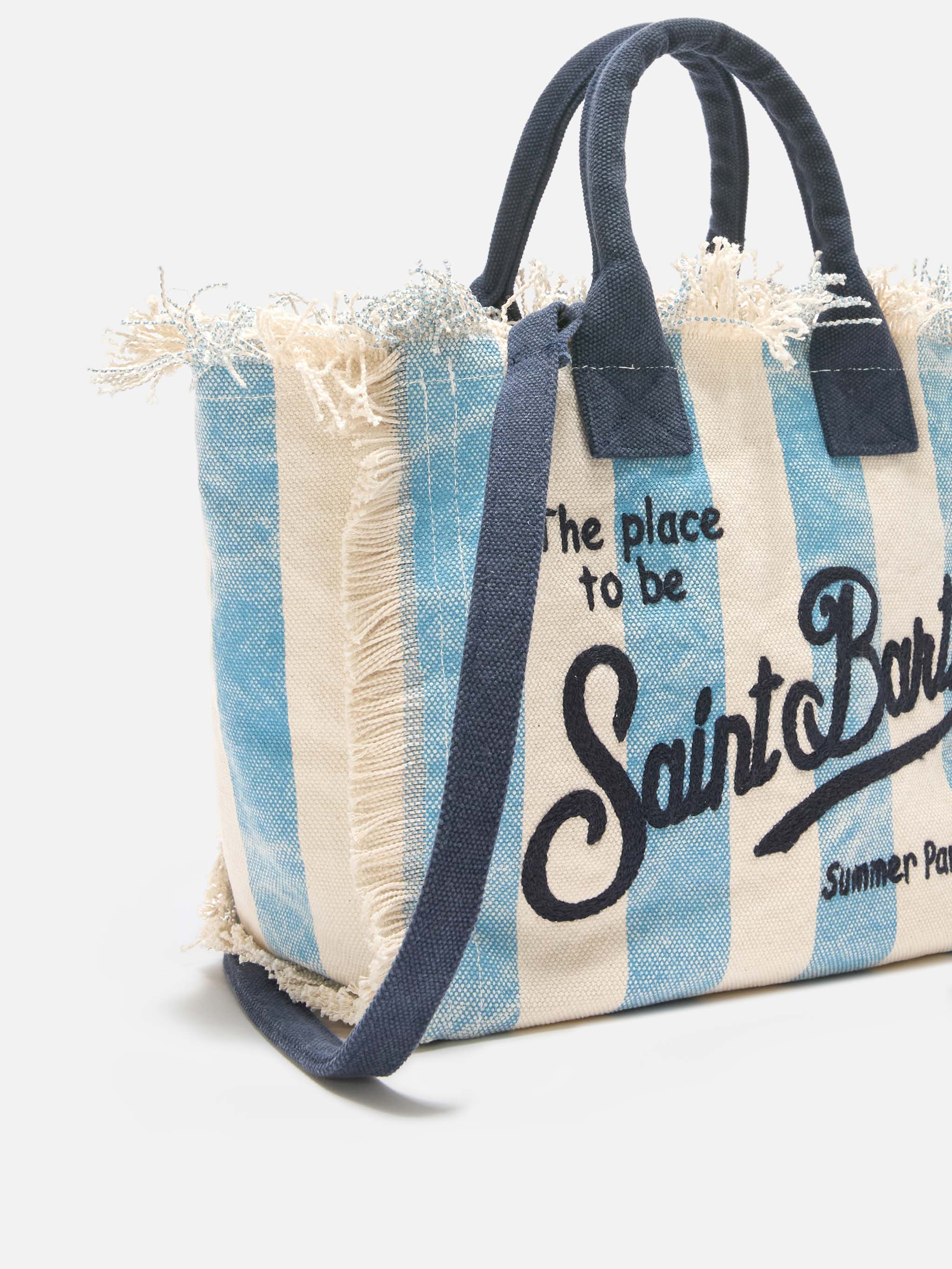 Bolso Colette de lona con rayas azules
