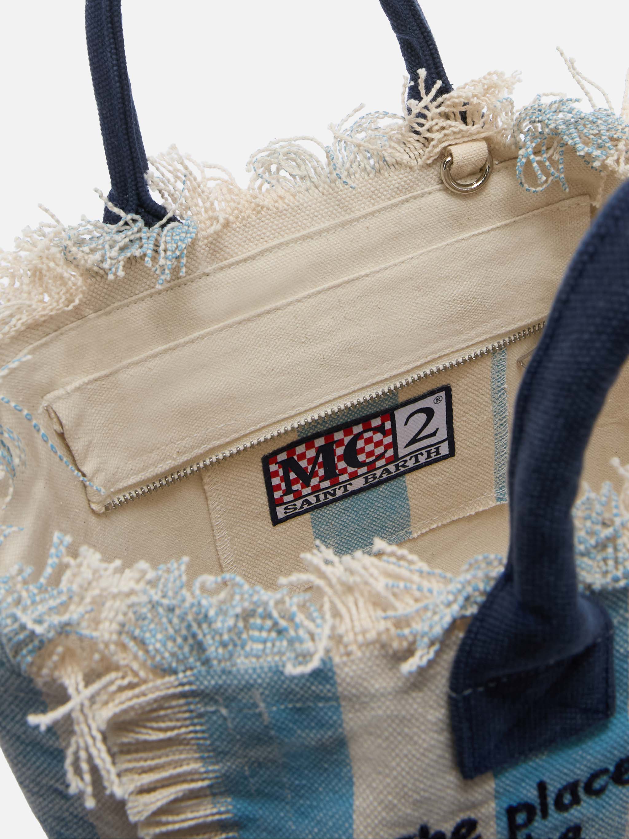 Bolso Colette de lona con rayas azules