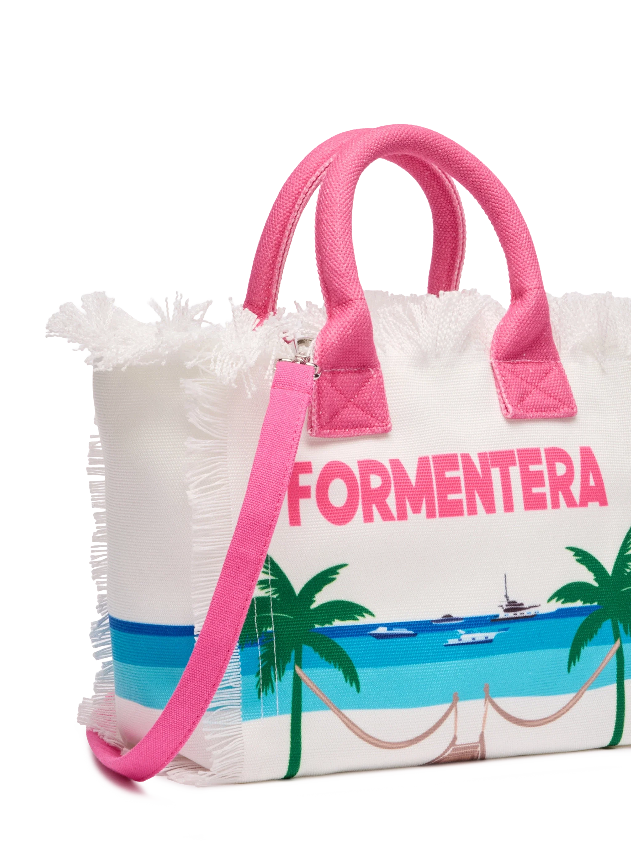 Bolso Colette de lona de algodón con estampado postal de Formentera