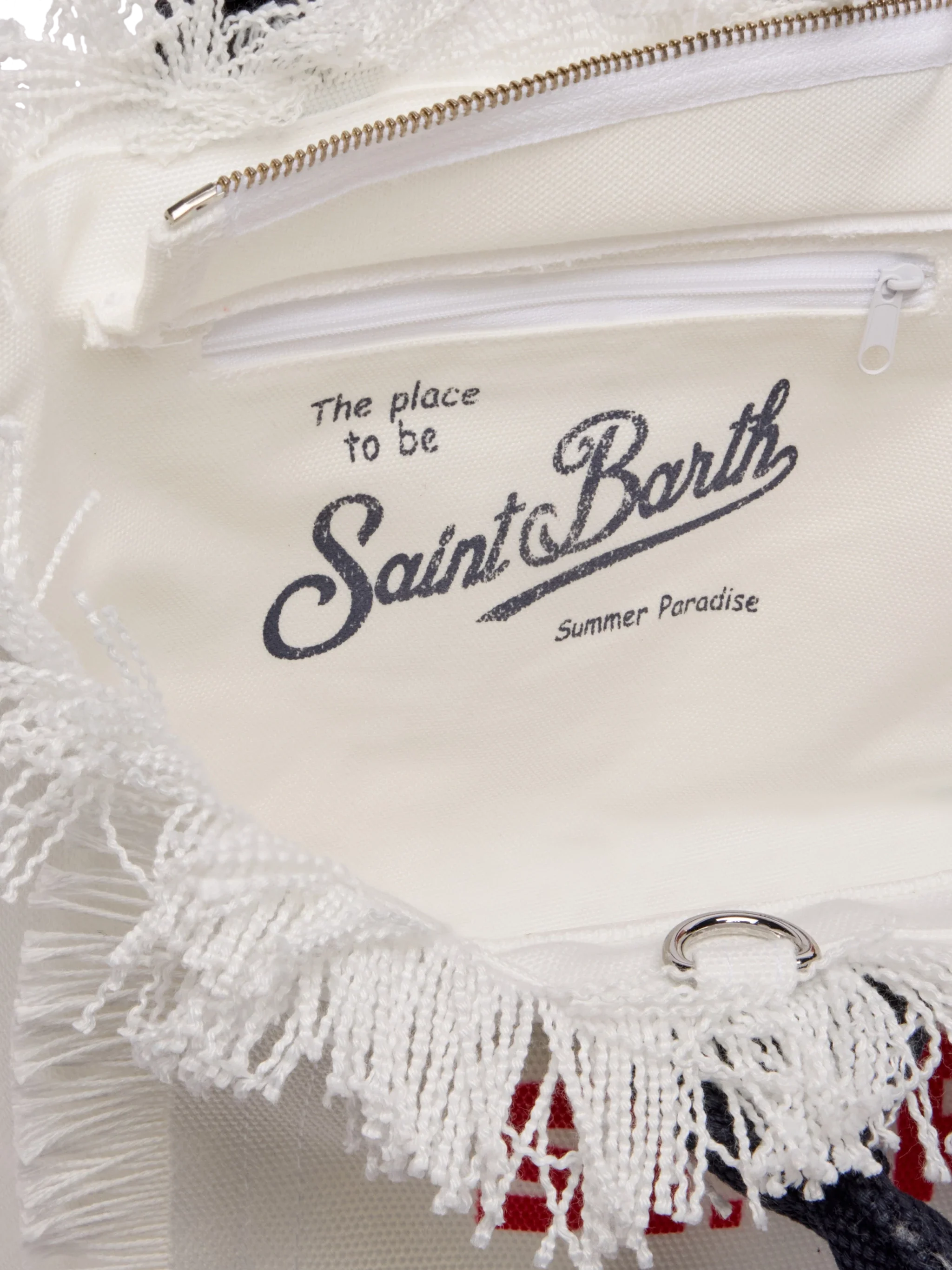 Bolso Colette de lona de algodón con estampado de tarjeta postal de St. Tropez