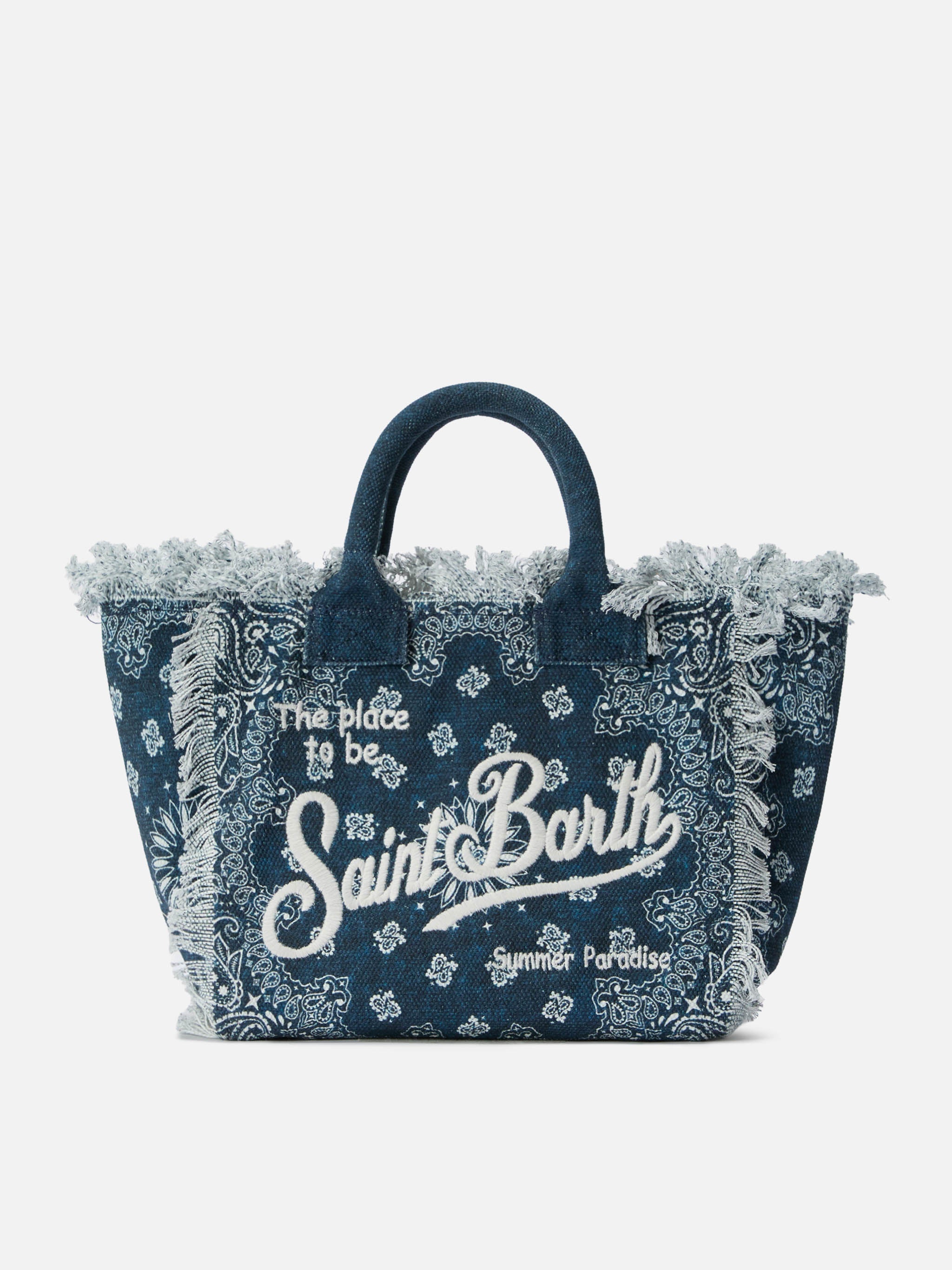 Bolso Colette en lona azul con estampado de bandana