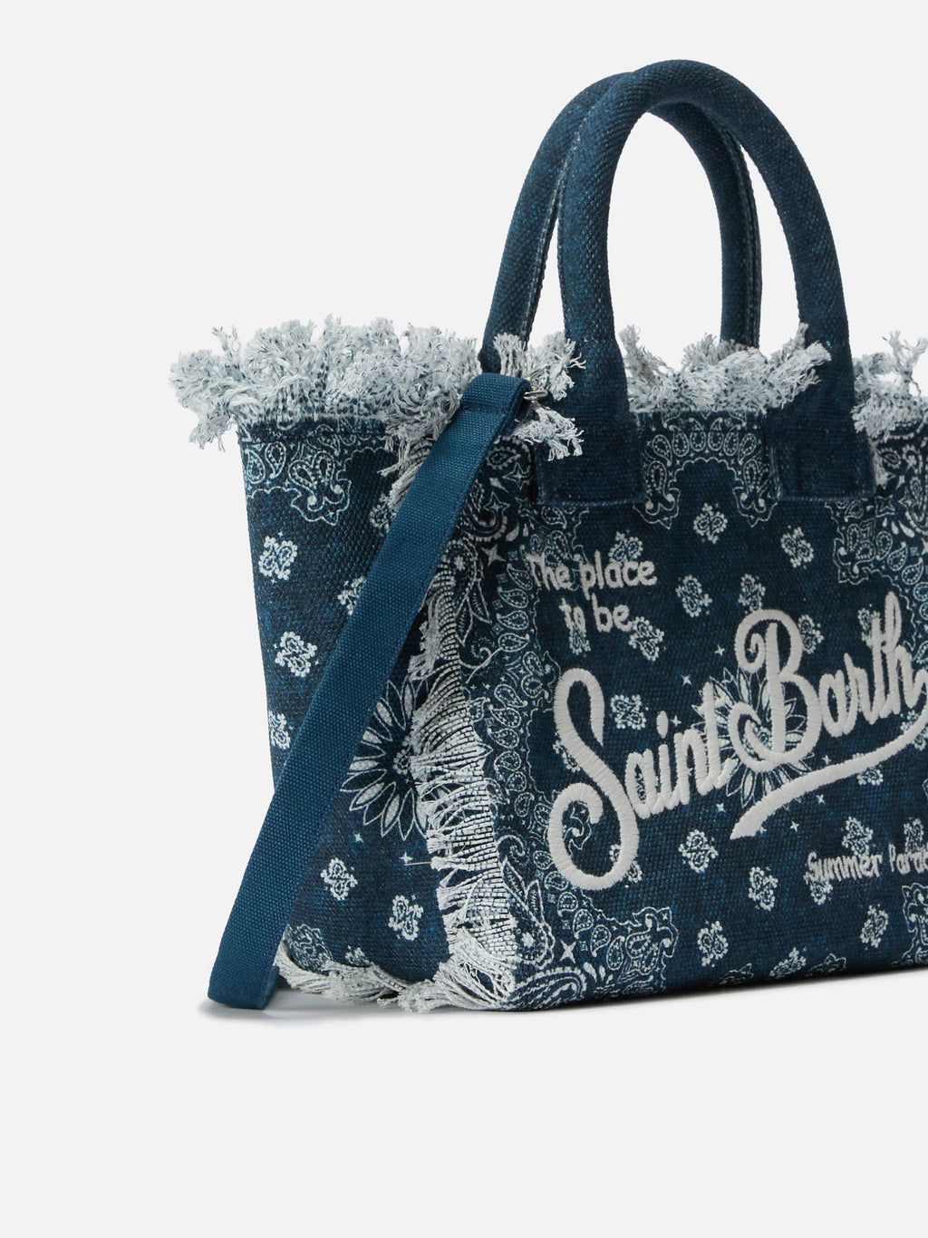 Bolso Colette en lona azul con estampado de bandana