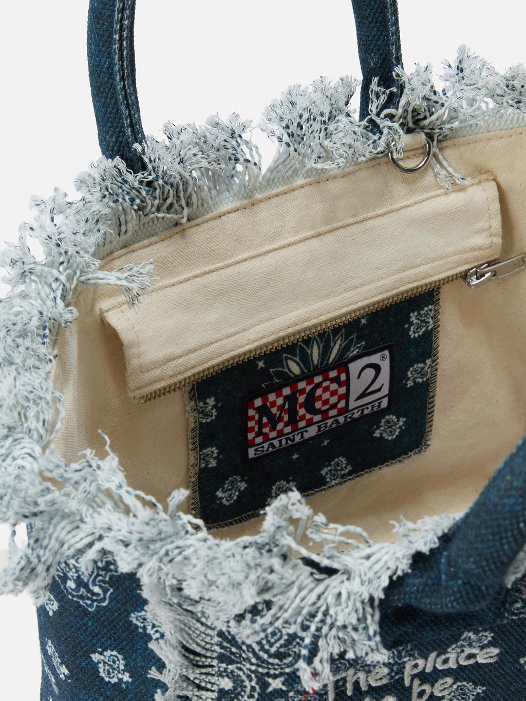 Bolso Colette en lona azul con estampado de bandana