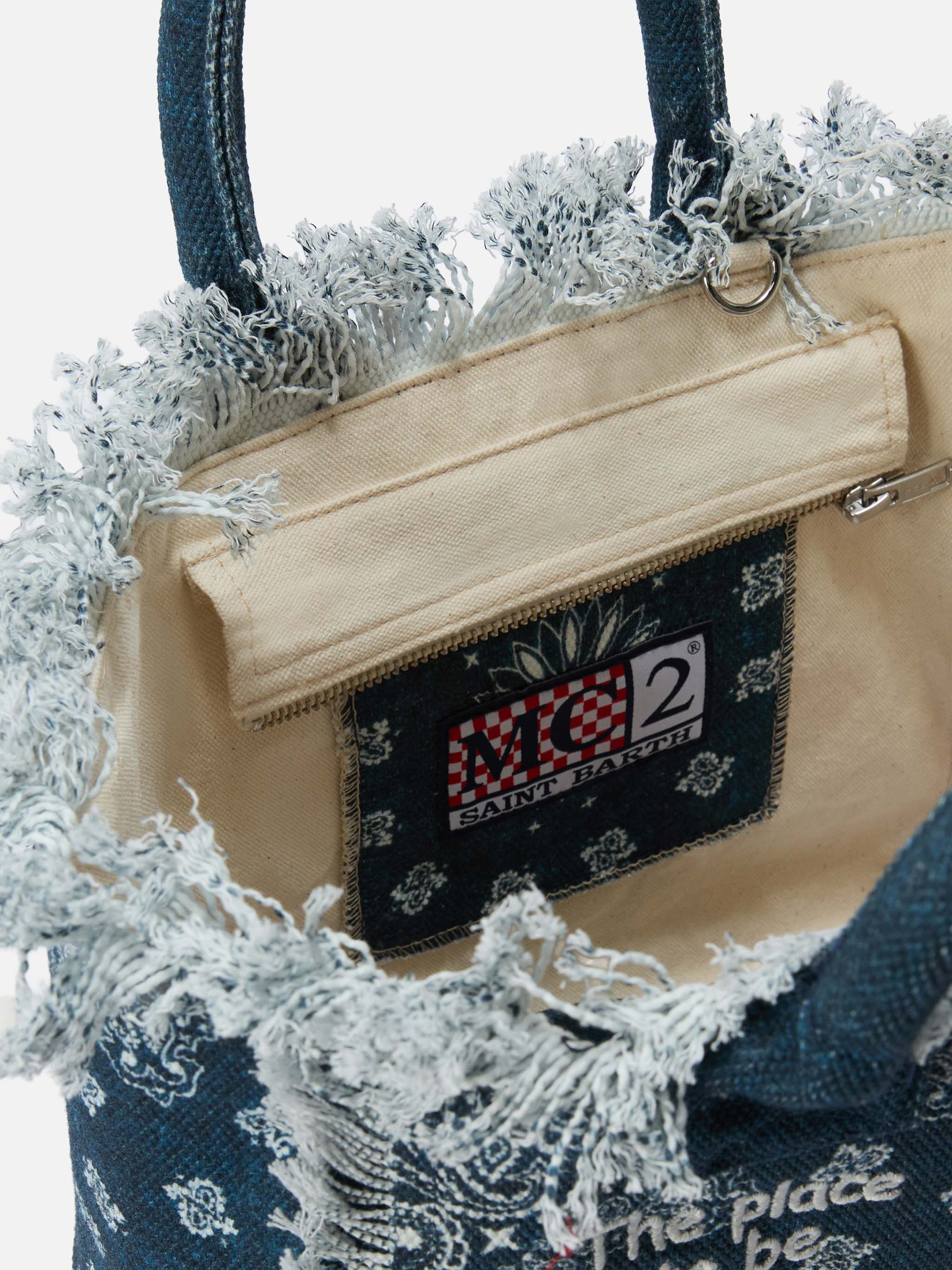 Bolso Colette en lona azul con estampado de bandana