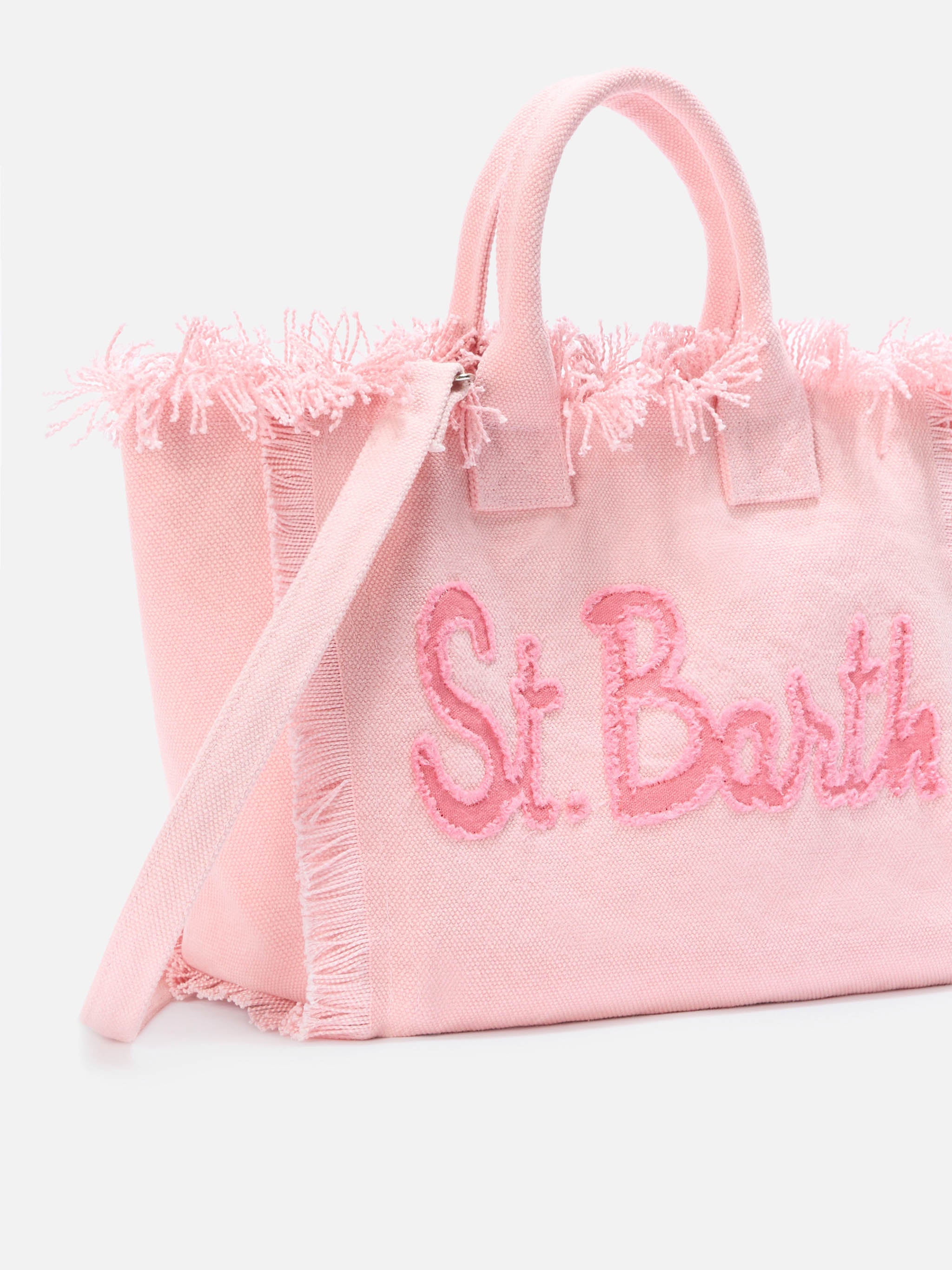 Bolso Colette de lona con parche de logotipo en tela rosa