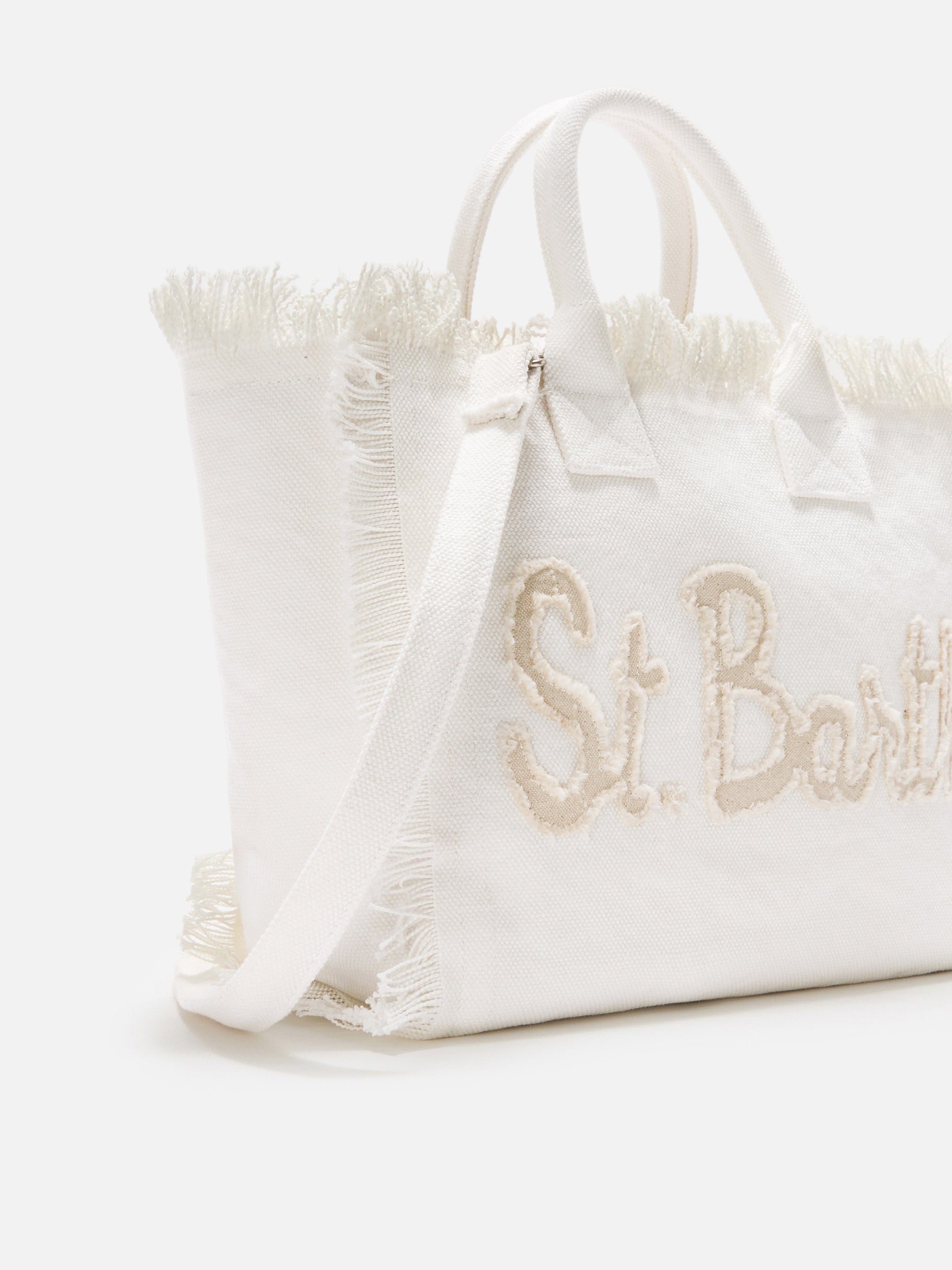 Bolso Colette de lona con parche de logotipo en tela blanca