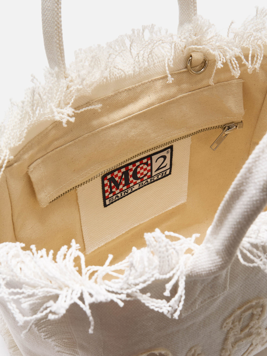 Bolso Colette de lona con parche de logotipo en tela blanca