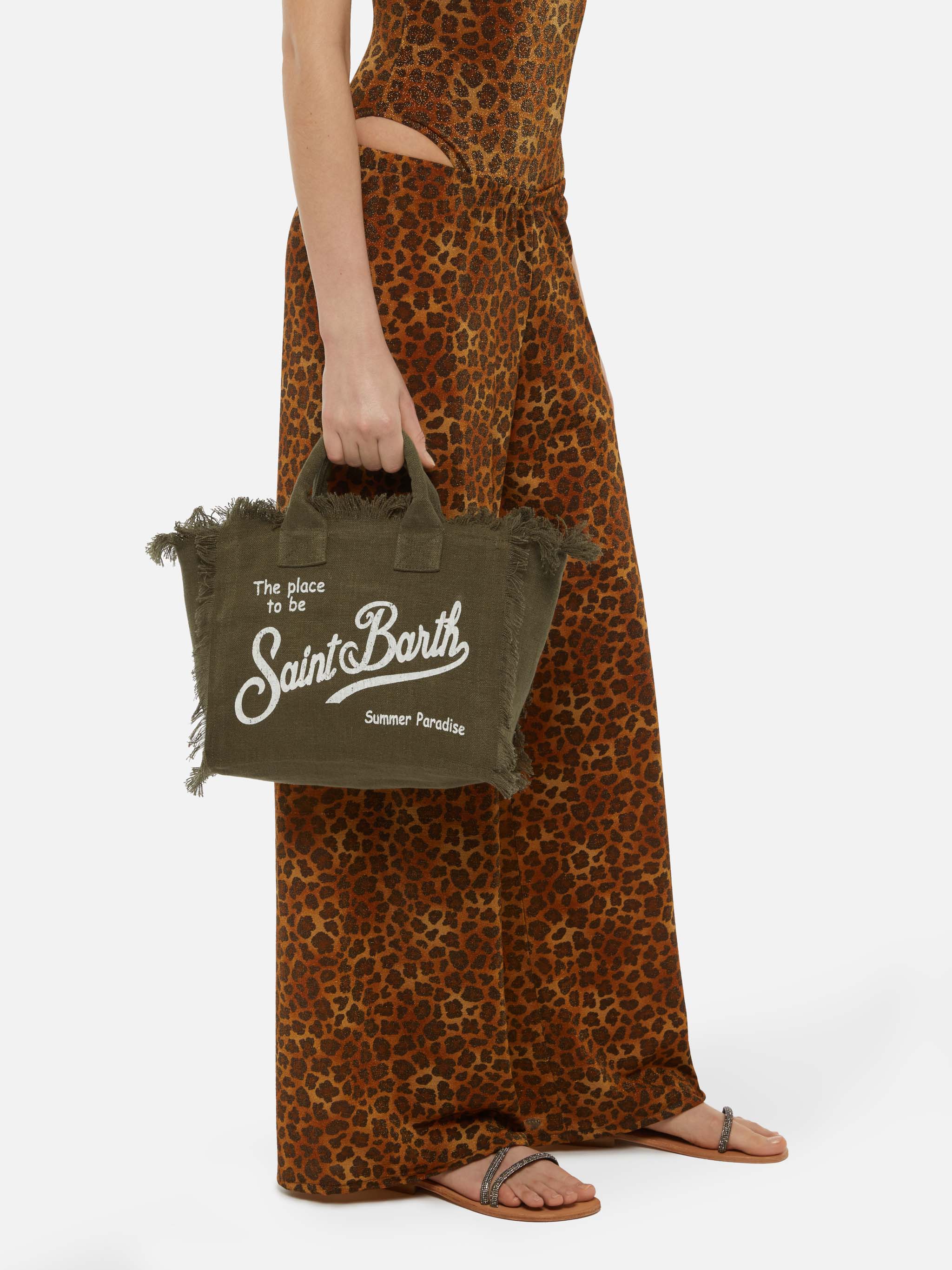 Bolso Colette en 100% lino verde militar