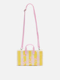Bolso para teléfono en lona de algodón con estampado de rayas amarillas