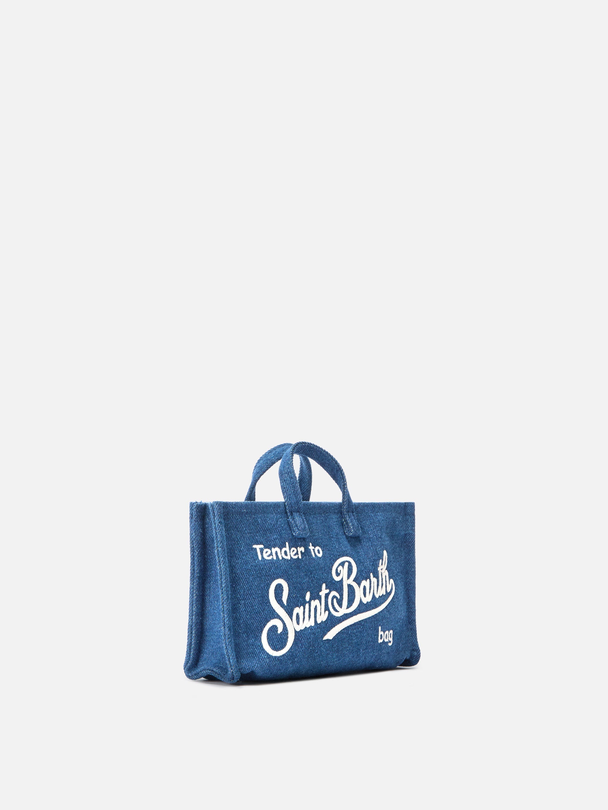 Bolso para teléfono micro en tejido denim con logotipo en contraste